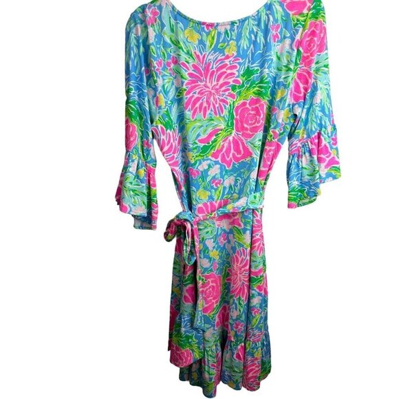 Lilly Pulitzer **Kassi Wrap** Dress‎ Zanzibar **Blue Large** NWT - Picture 3 of 9